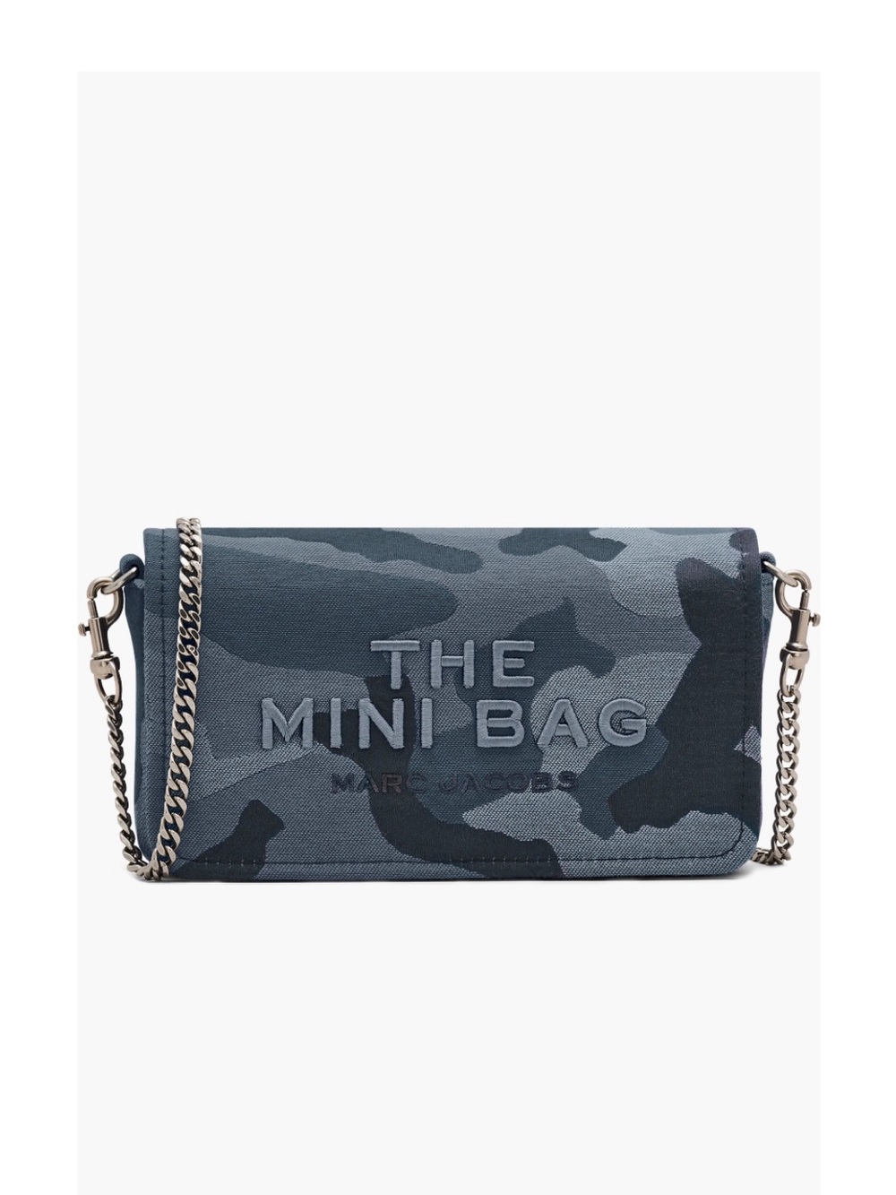 Marc Jacobs The Mini Bag Camo Jacquard Chain Strap Crossbody Bag Blue Camo NWT